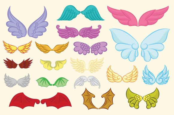Cute Cartoon Wings Graphics for Creative Crafters