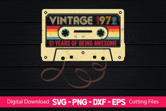Vintage 1972 Birthday Graphics for Crafts & Brand Identity